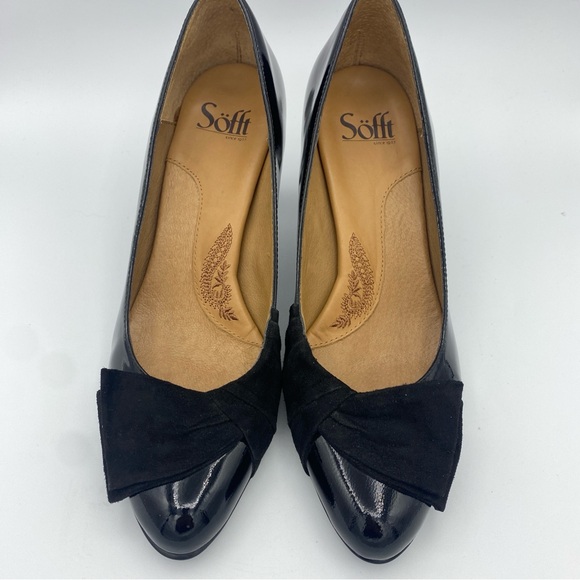 Sofft Braganca Black Patent Leather Heels with Bow, Size 9.5 - Picture 3 of 16